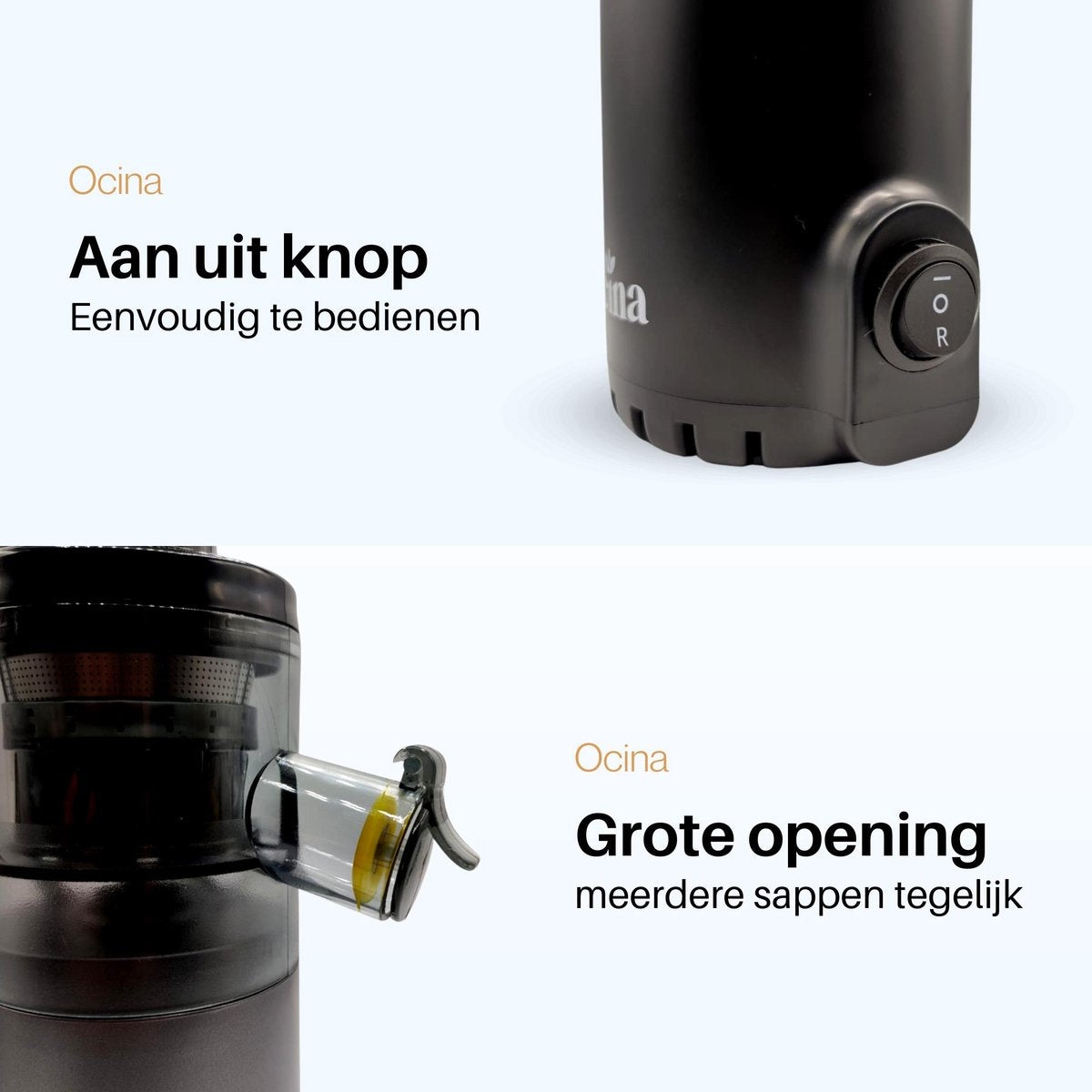 Ocina Slowjuicer - Entsafter für Gemüse und Obst - Trockenes Fruchtfleisch - Schwarz