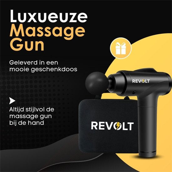 Revolt - Massagepistole - 30 verschiedene Geschwindigkeiten - 6 Aufsätze - Deluxe-Aufbewahrungskoffer - Deep Tissue - für Muskelerholung & Verletzungen - hohe Amplitude
