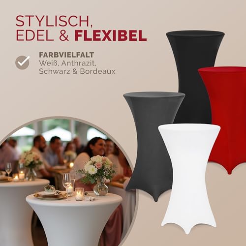 Detex Tischbezug für Cocktailtisch, elastisch – 5 Stück – Weiß