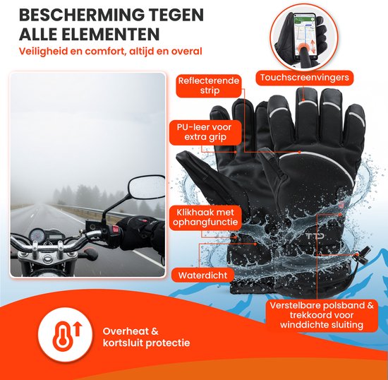 TTD® Beheizte Handschuhe Deluxe L - PU-Leder - Handschuhe mit Heizung