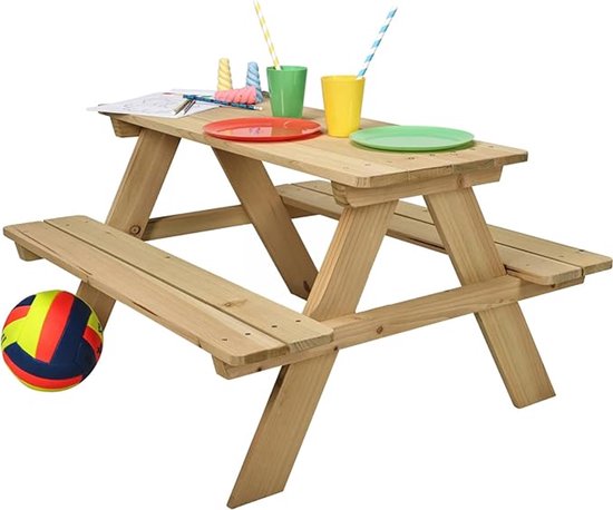 Relaxwonen – Picknicktisch aus Holz für Kinder – robustes, umweltfreundliches Kiefernholz