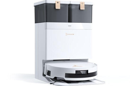 ECOVACS - DEEBOT T50 Max Pro Omni Gen 2 – Staubsauger- und Wischroboter – 18.500 Pa Saugkraft – Selbstreinigender Staubsaugerroboter mit Warmwasser-Wischsystem – Automatische Entleerungsstation – Geeignet für Tierhaare