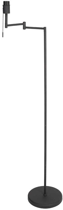 Stehlampe Bella 3407ZW – Schwarz mit schwenkbarem Arm, ausklappbar und Zugschalter – Mexlite – Zeitloses Design aus Kunststoff, Metall und Elektronik, Höhe 135 cm, Reichweite 45 cm