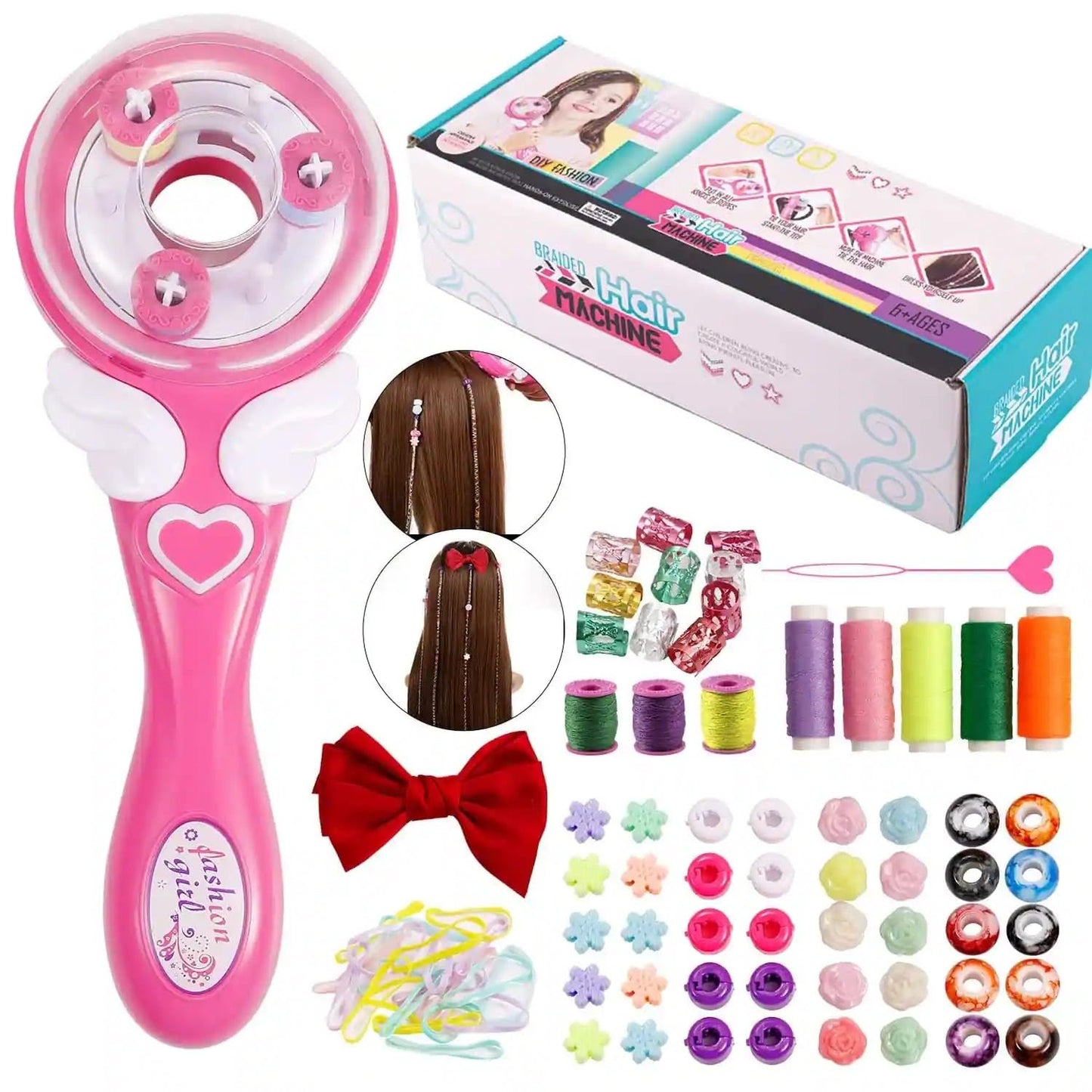 WHIZZBRAID Frisurenset für Mädchen – Kombinationsset aus automatischem Flechtgerät und Hair Bedazzler