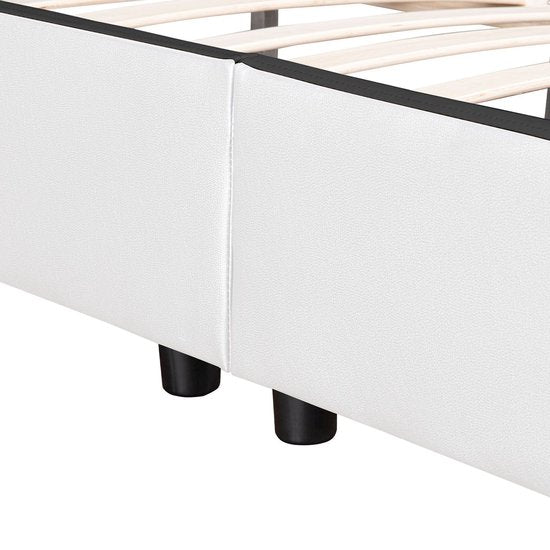 Polsterbett Sevilla - 140 x 200 cm - Weiß - LED-Beleuchtung