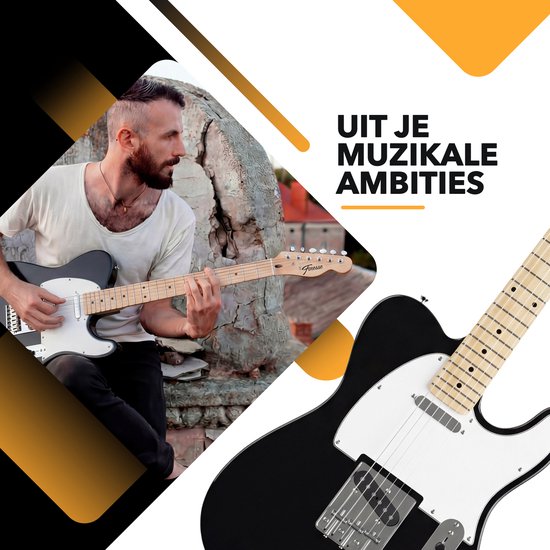 Finesse E-Gitarre mit Verstärker – inklusive Videokurs – TE-Gitarre – Erwachsene – Kinder – Schwarz