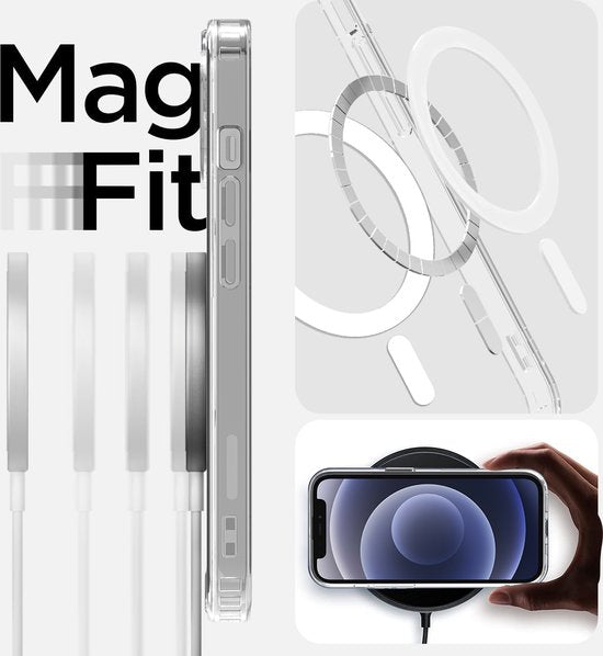 Podec Magsafe-Hülle, passend für das iPhone 12 Mini – mit 3x Displayschutzfolie + 3x Kameraschutz – magnetisch mit Ring, durchsichtig – transparente Handyhülle