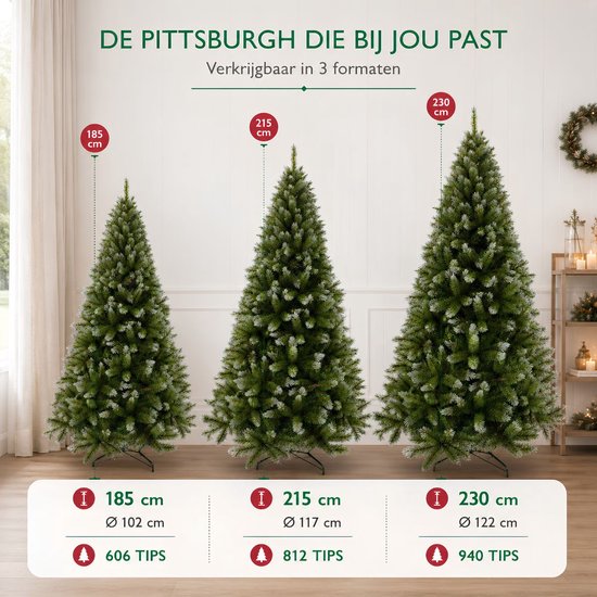 Triumph Tree Pittsburgh Kunstbaum Grün – Weihnachtsbaum mit üppiger Optik und 812 Zweigen – Weihnachtsdekoration für den Innenbereich – Rund mit Stecksystem – H 215 x Ø 117 cm