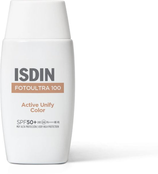 ISDIN – Fotoultra Active Unify Color SPF50+ – 50 ml – Hellt den Teint auf und gleicht ihn aus