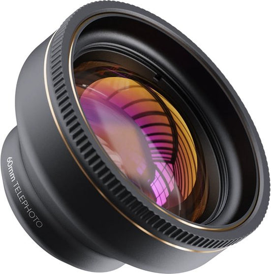 Shiftcam LensUltra 60 mm Teleobjektiv – 2–5-facher scharfer optischer Zoom – Hervorragende Kontrolle der Schärfentiefe – Aus Fluoritglas und Aluminium – Schwarz