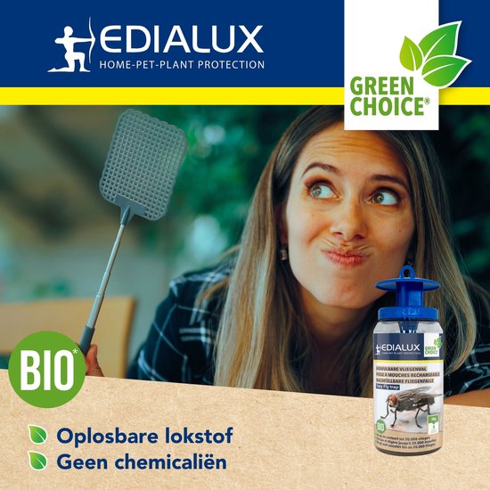 Edialux Wiederverwendbare Fliegenfalle – inkl. Lockstoff