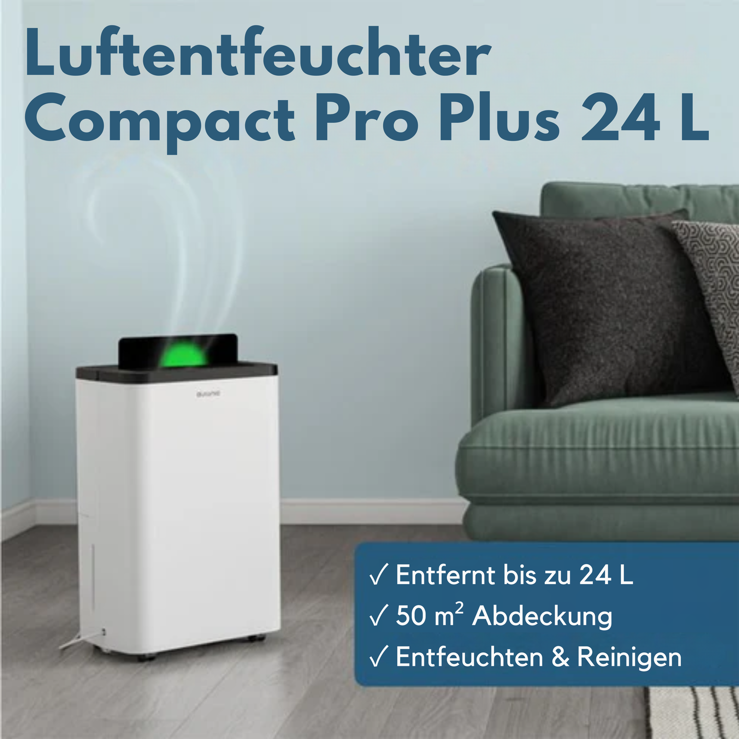 Auronic Luftentfeuchter - Compact Pro Plus - 24L - Schlafzimmer, Badezimmer, Wohnzimmer und Büro - Luftbefeuchter für Innenräume - Weiß