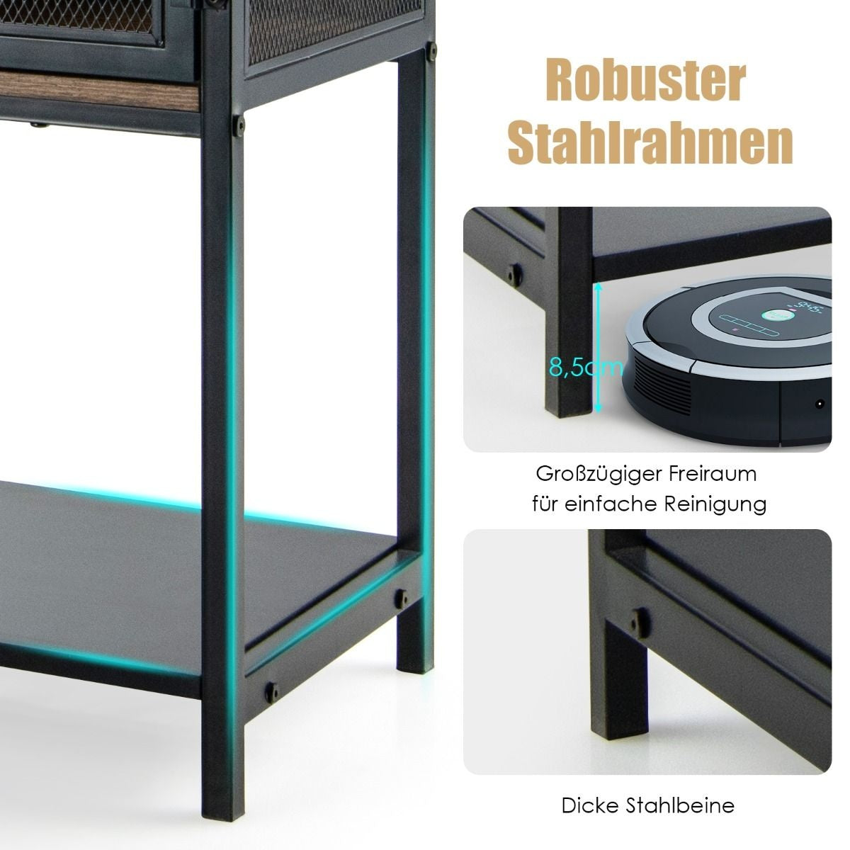 Coast Industrial multifunktionales Sideboard mit 2 Gitterschränken und 2 Schubladen 100 x 35 x 85 cm