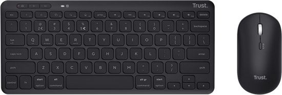 Trust Lyra – Kabellose Tastatur und Maus – Multi-Connect – Wiederaufladbar – AZERTY BE – Schwarz