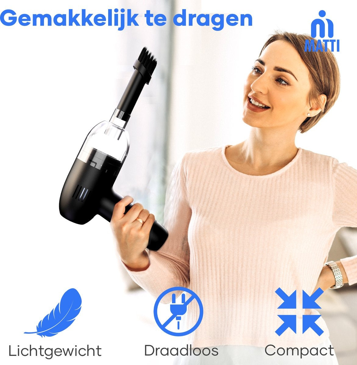 MATTI® - Handstaubsauger - Mini-Handstaubsauger - Kabellos - Mini-Staubsauger - Schwarz