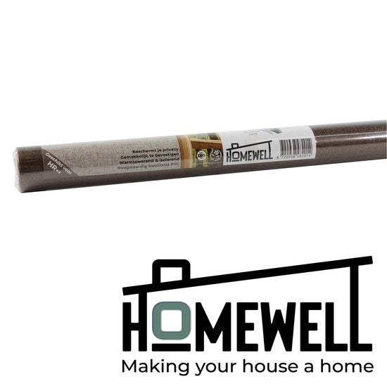 Homewell Fensterfolie HR++ 45x300 - Wärmedämmung & Sonnenschutz - Blendschutz - Statik - Leinenoptik Kaffee