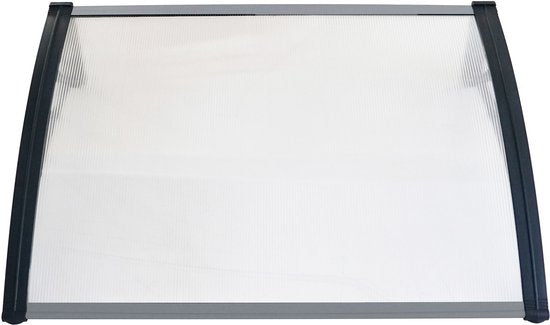 AXI Lux Tür- und Veranda-Markise Schwarz – 128 x 75 x 24 cm – Transparentes Polycarbonat – Aluminiumrahmen – UV-Schutz – Inklusive Befestigungsmaterial