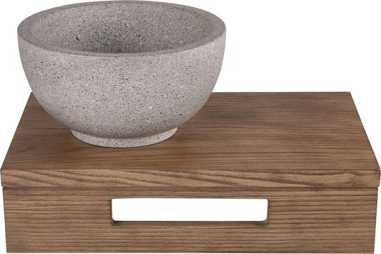 Differnz Waschbeckenablage 40x25x10cm rechteckig mit Handtuchhalter Eiche braun