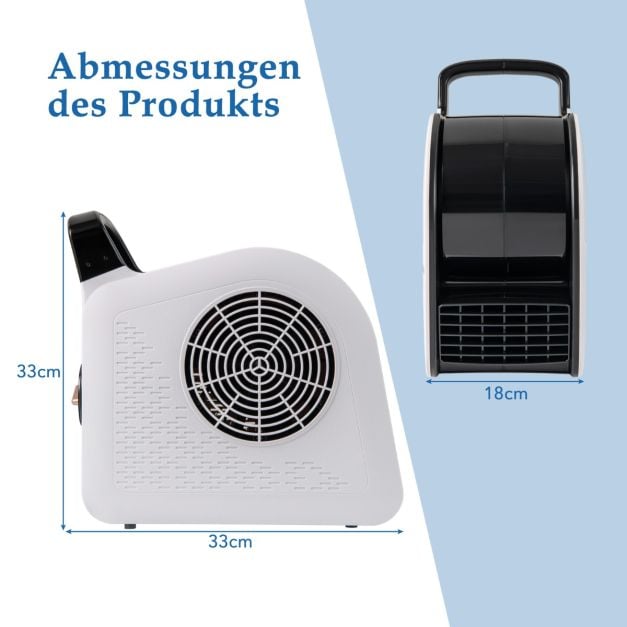 Coast Standventilator 130 W – 3 Geschwindigkeitsstufen – um 185° schwenkbar – 33 x 18 x 33 cm – Schwarz und Weiß