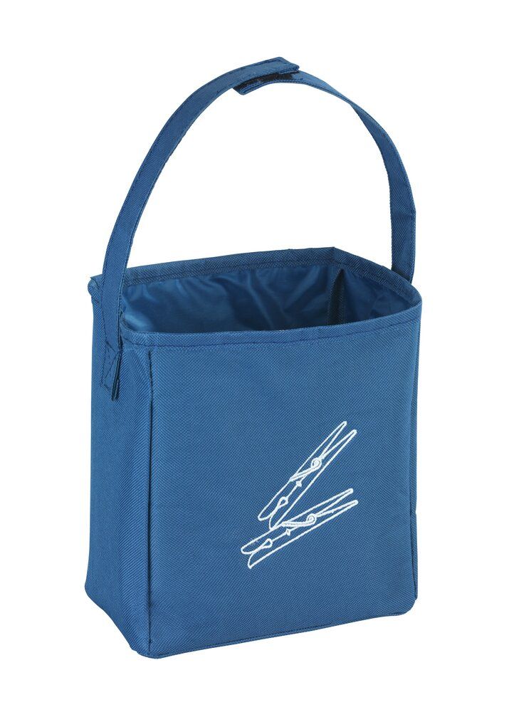 WENKO Wäscheklammerbeutel Blau – Polyester – Mit Klettverschluss und Schultergurt