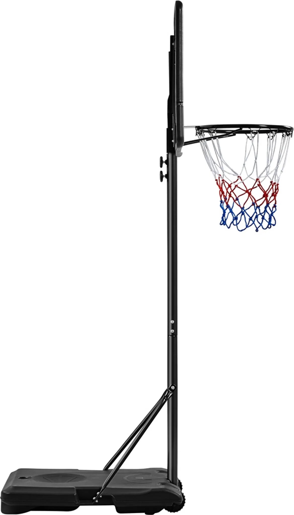 Höhenverstellbarer Basketballkorb mit Rollen, 182–215 cm, schwarz