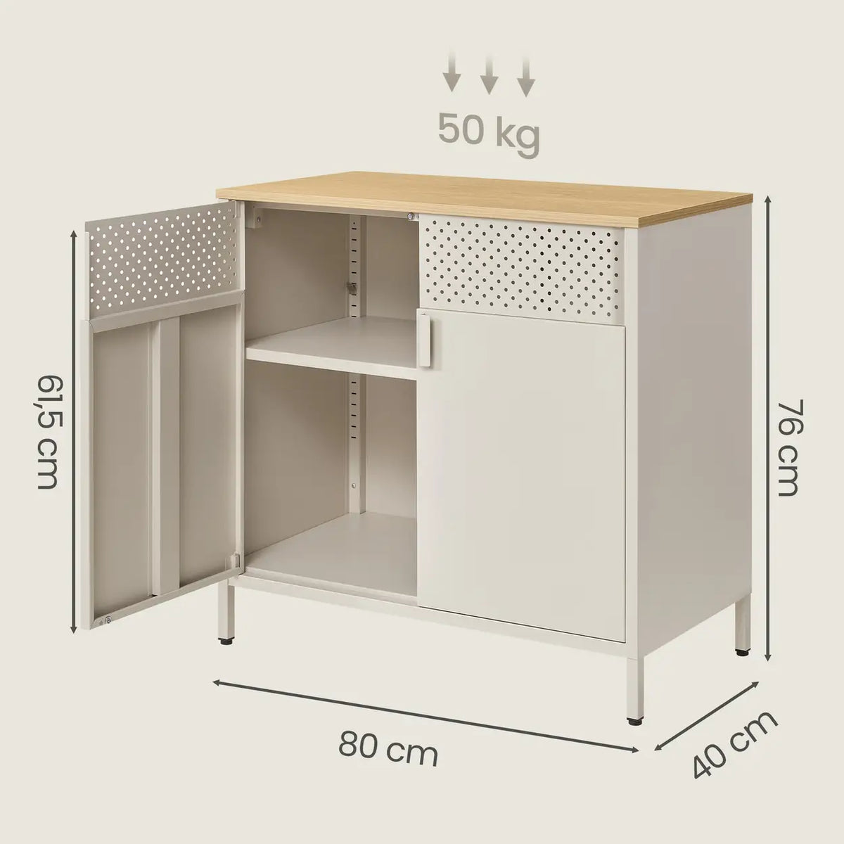 Joyfurnos Ochama Aufbewahrungsschrank mit Tür – verstellbares Regal – 80 x 40 x 76 cm – Beige
