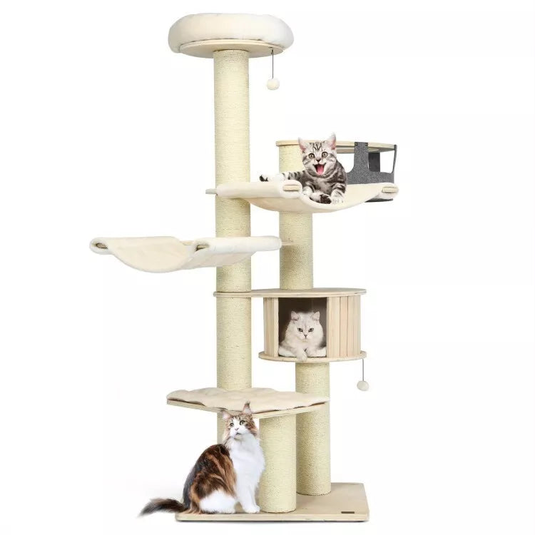 Coast Kratzbaum - Kratzbaum - Max 15 Kg - 75 x 56 x 197 cm - Beige