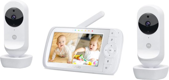 Motorola Nursery VM35-2 – Babyphone mit 5-Zoll-Split-Screen und 2 Kameras – Nachtsicht – Integriertes Mikrofon