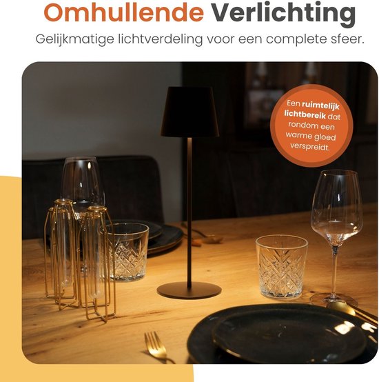 Goliving Chroma Tischlampe Wiederaufladbar - Kabellos und dimmbar - Touch Lampe - Nachtlampe Schlafzimmer & Wohnzimmer - RGBW - 37,5 cm - Schwarz