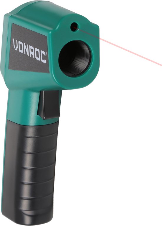 VONROC Digitales Infrarot-Thermometer - Laser - Messbereich -40°C bis 530°C - Inkl. 2 Batterien