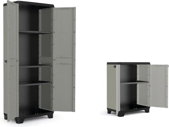 Keter Planet Niedriger Schrank – 1 Einlegeboden – 68 x 39 x 90 cm – Grau/Schwarz