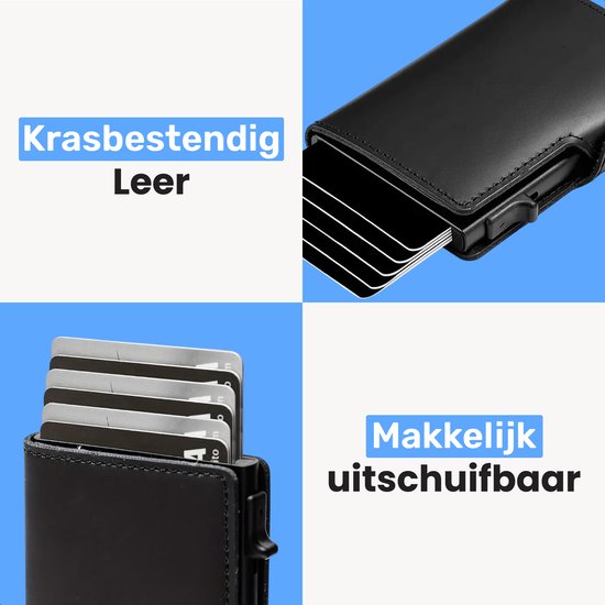 LUFT Kartenetui für 10 Karten Leder - Sicher - Erweiterbar - RFID-Schutz - Karte - Geldbörse - Aluminium - Herren - Für Männer und Frauen - Kartenetuis - Schwarz