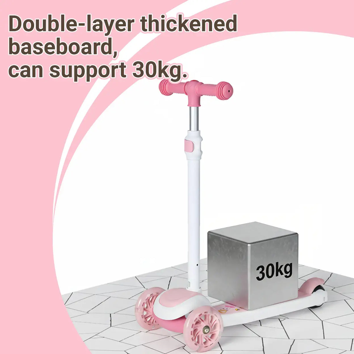 Neuleb Balance-Scooter mit beleuchteten Rädern – extra breites Deck – rosa
