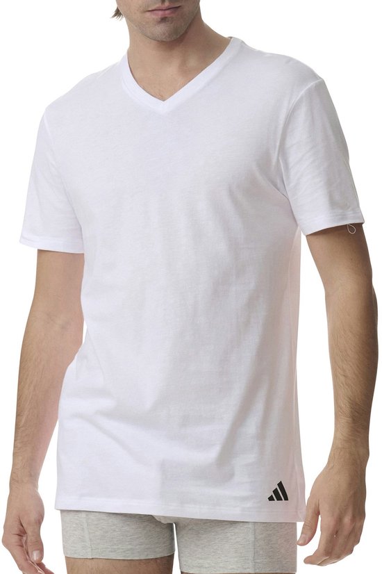 Adidas Sportswear – Active Core Cotton – T-Shirts mit V-Ausschnitt – Herren-Unterhemd – Weiß - Größe XL