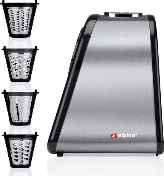 alpina Elektro-Gemüsehobel - Mandoline - 4 Trommelklingen aus rostfreiem Stahl