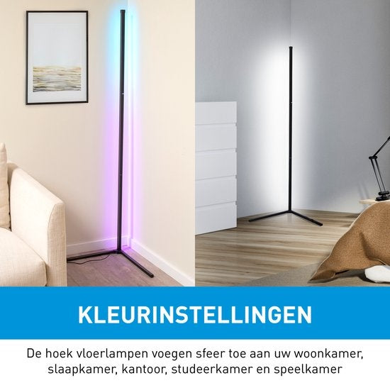 Grundig LED Stehleuchte - Stehleuchte 140cm - Dimmbares RGBW und weißes Licht - Inkl. Fernbedienung und Musiksensor