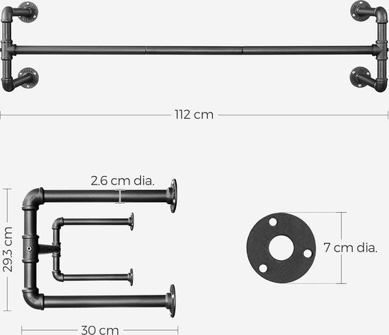 Kleiderständer - Kleiderstange aus schwarzem Metall - Kleiderstange im Industriedesign