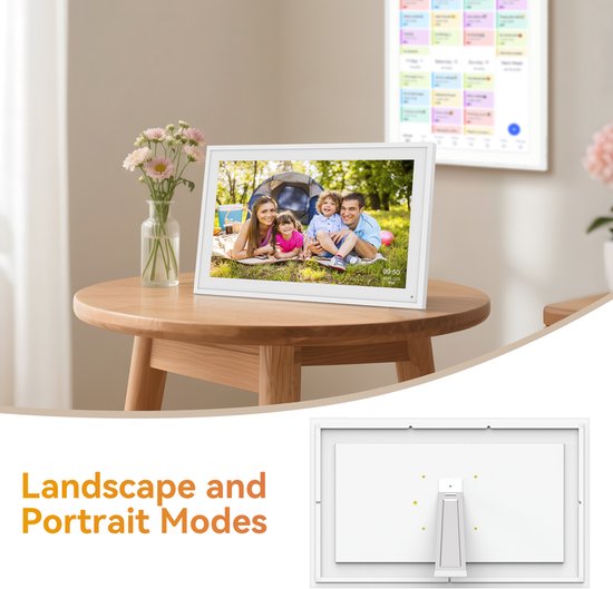 TABWEE P15 15,6-Zoll-Digitalbilderrahmen mit Touchscreen – 1080p Full HD, intelligenter Familienplaner, Digitalbilderrahmen und Aufgabenliste, interaktives Kamin-Display – Wand- und Schreibtischmontage für nahtlose Planung