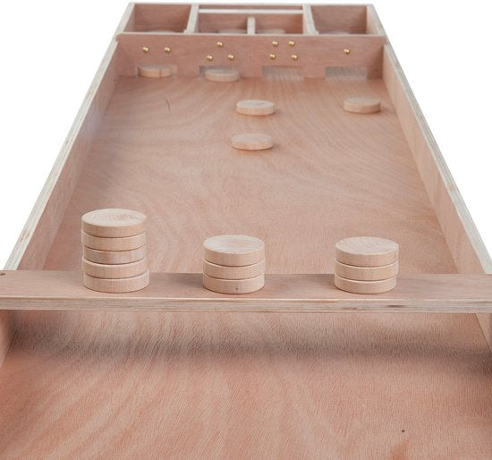 Shuffleboard-Wettkampfmodell aus Holz, 200 cm – inklusive 30 Shuffleboard-Steine – Shuffleboard aus Multiplex-Holz für zu Hause und die Freizeit – Gesellschaftsspiel – Longfield