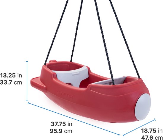 Step2 Rocket Swing for Two Rot – Raketenschaukel für zwei Personen – Verstellbare Hüftgurte – Einfaches Ein- und Aussteigen – Strapazierfähiger Kunststoff