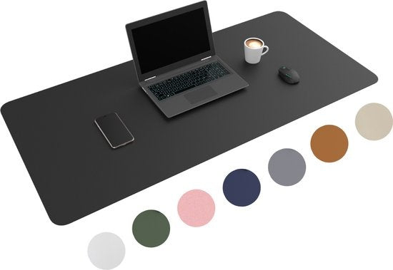 WURK Professional Schreibtischunterlage Kunstleder - Schreibtisch-Organizer - Schreibtischzubehör - Mauspad XXL- Inklusive Kabelclip - 120x60 - Schwarz