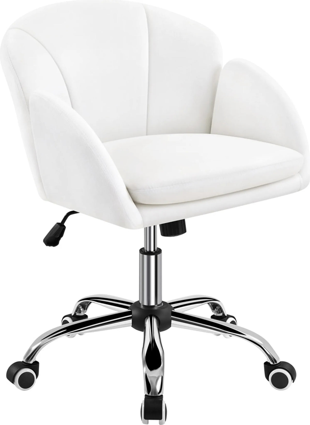 Yaheetech – Stilvoller Bürostuhl mit Blumenmuster, 72–81,5 cm – Schneeweiß – Polyester und Metall