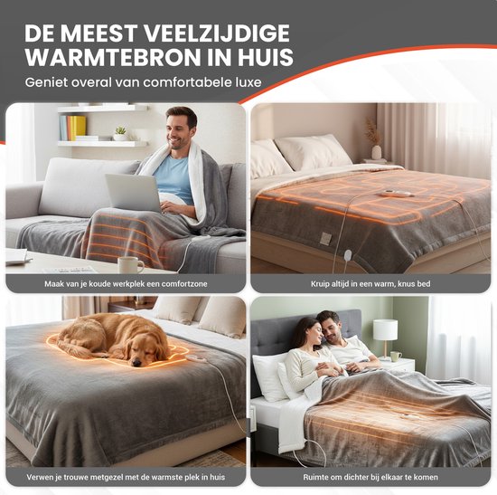 TTD®-Heizdecke elektrisch - 200 x 180 cm - 40-60 °C - Flanell