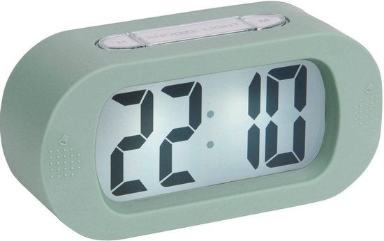 JAP AP17 Digitaler Wecker - Stabiler Wecker - Mit Schlummer- und Lichtfunktion - Schützendes Gummigehäuse - Pastellgrün
