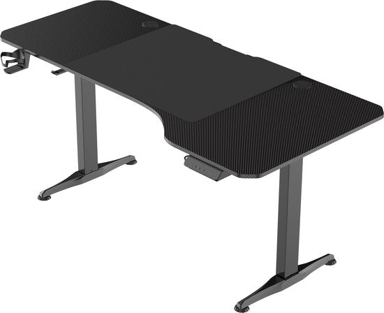 VDD Gaming – Schreibtisch – Gaming-Schreibtisch – Sitz-Steh-Schreibtisch – elektrisch höhenverstellbar – Sitz-Steh-Schreibtisch – Gaming-Schreibtisch – Computertisch – 160 x 75 cm – schwarz – maximale Höhe 117 cm