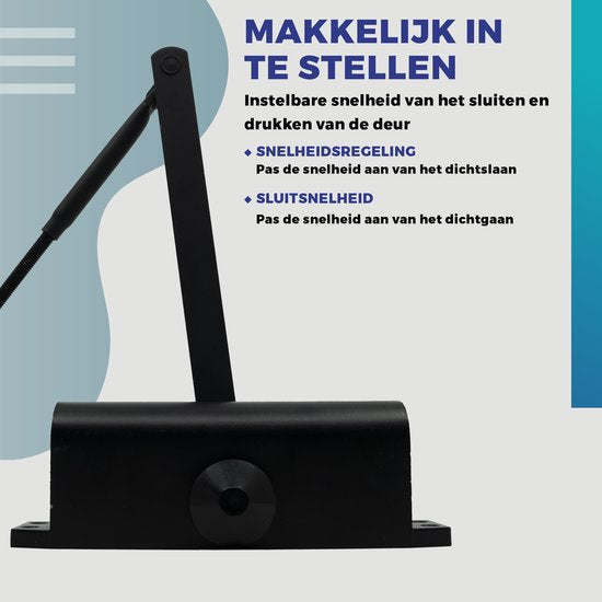 Gtrise Adjustable Door closer - T/M 100KG - Large - Incl mounting kit - Hydraulic - High quality - For indoor & outdoor - Many functions - Door closer - Door spring