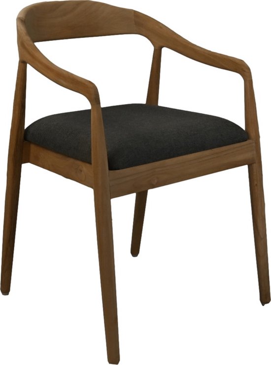 HSM Collection-Esszimmerstuhl Modena + Sitz-55x41x78-Natur/Anthrazit-Teak/Stoff