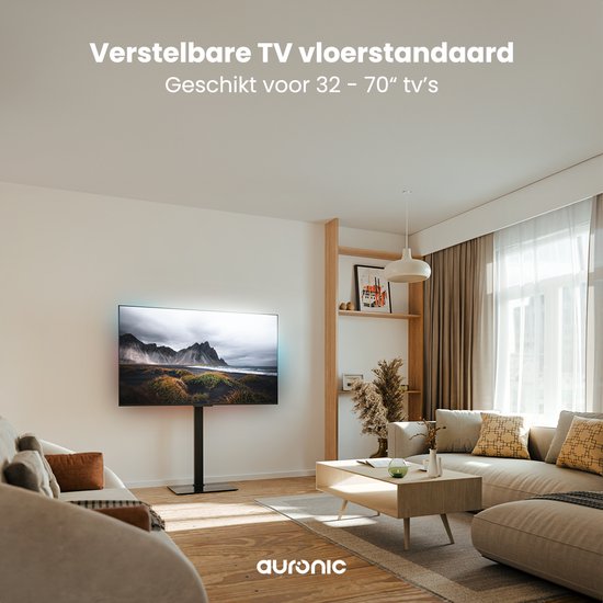 Auronic TV Ständer - Höhenverstellbar - Schwenkbar - Neigbar - 32 bis 70 Zoll - Schwarz