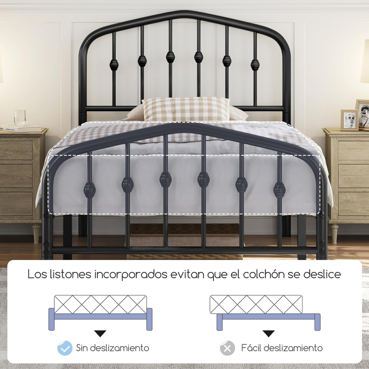 Yaheetech Metallbettgestell – 90 x 200 cm – Schwarz
