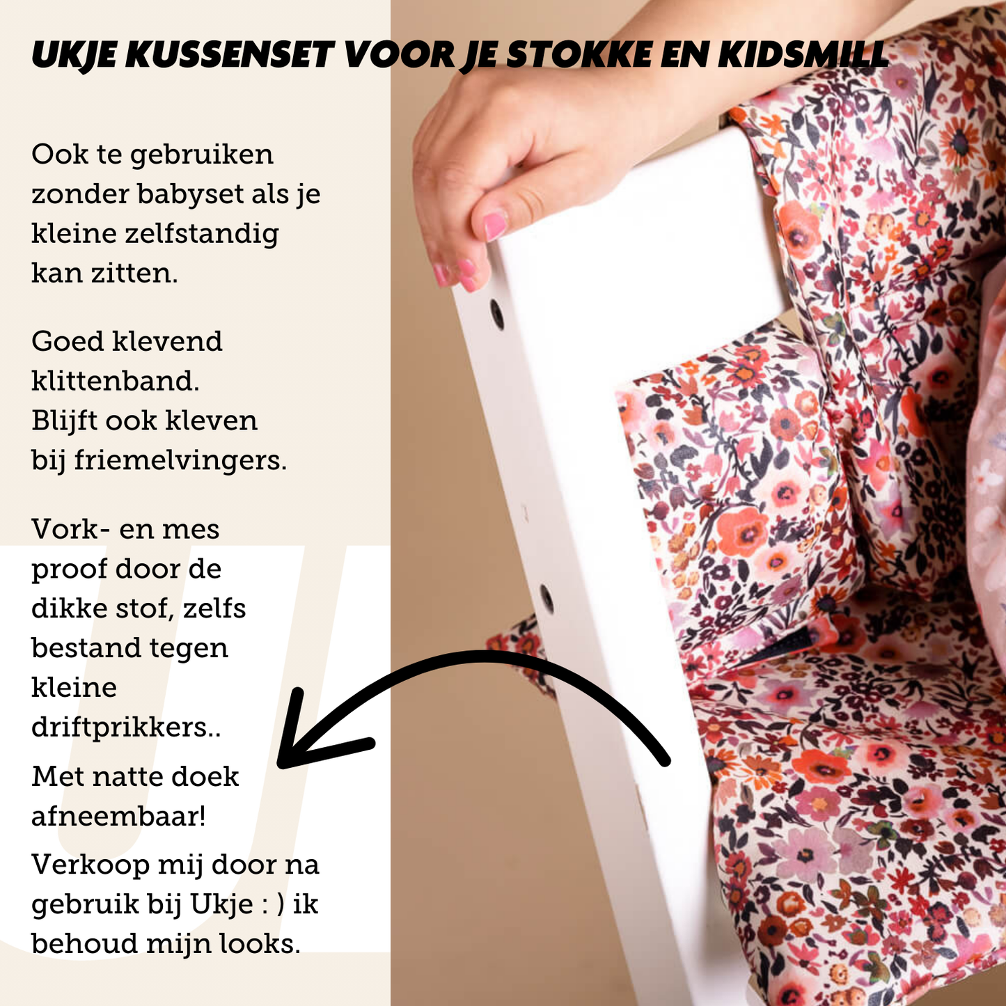 Ukje Tripp Trapp Kissen-Set – Rosa Blumen – Laminiert